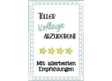 Stickdatei ITH - Postkarte Kollege abzugeben